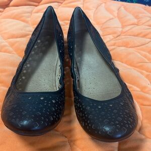 Naturalizer Black Perforated Ballet Flats